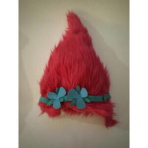 Kids Trolls Poppy Costume Wig / Hat with Blue Flower Accents